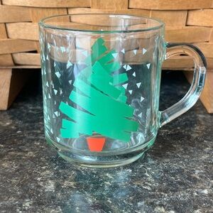 Vintage 1988 Christmas Tree Confetti Dayton Hudson Glass Mugs (set of 2)